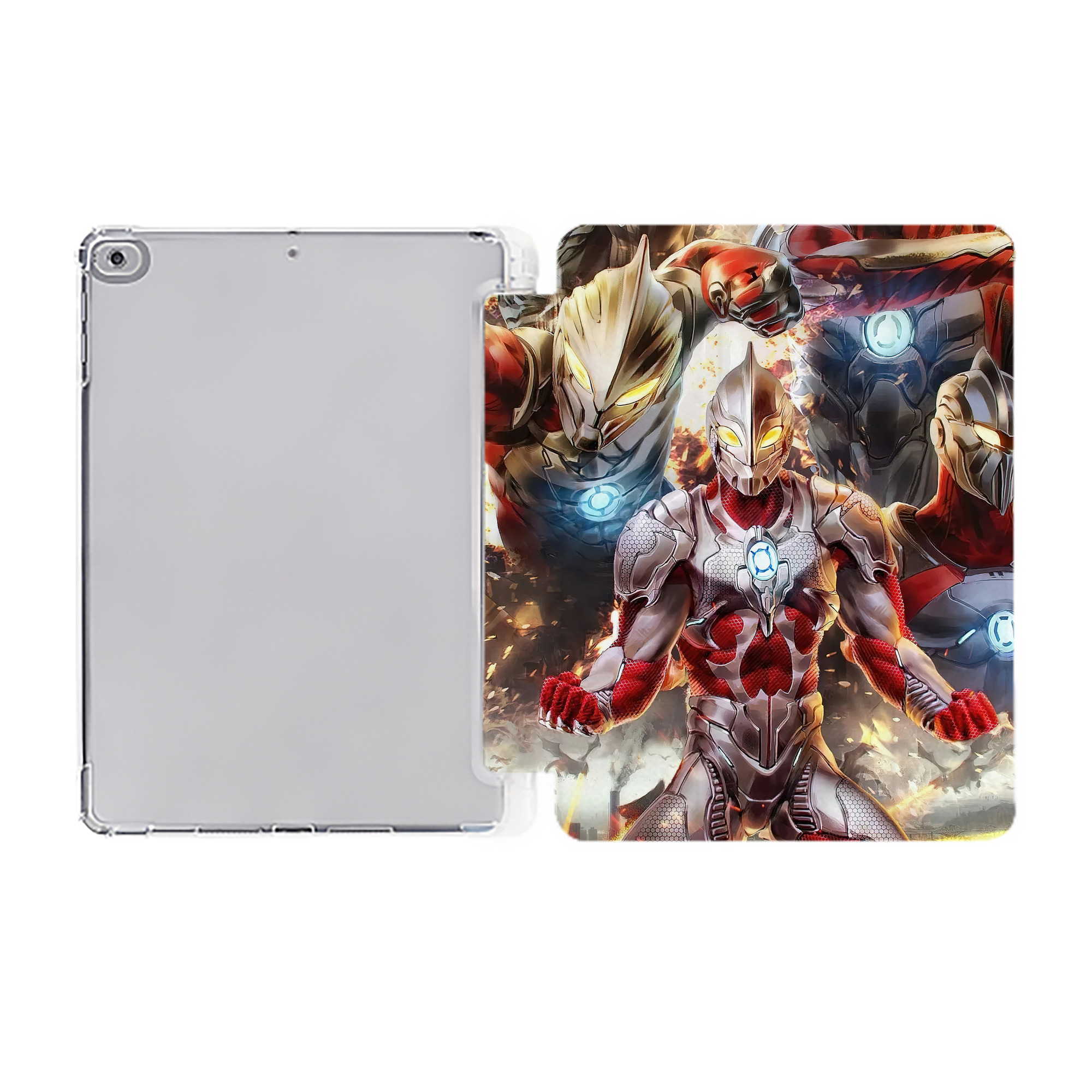 （画像用） ウルトラマン Ultraman IPad ケース ペン収納付き 三つ折りスタンド PUレザー×シリコン 対応機種9.5/10.5/10.9インチ